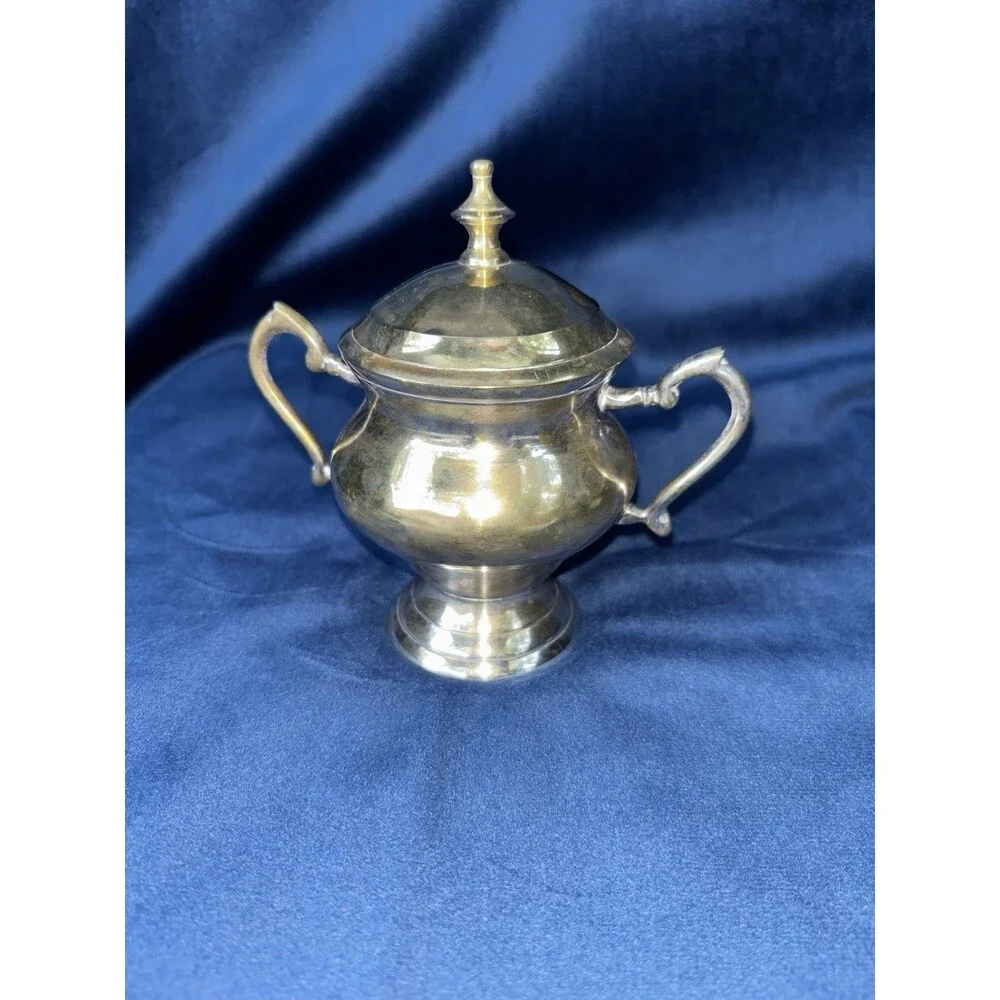 3-Piece Silverplate Tea/Coffee Set Teapot Coffee Pot Lidded Sugar Bowl Black